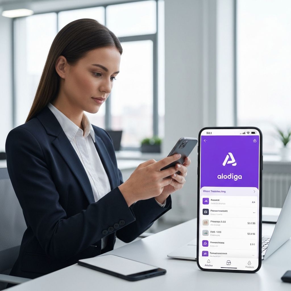 Interfaz de banca móvil de Alodiga